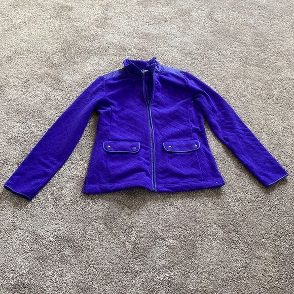 Talbots Purple Full Zip Quilted Fleece Jacket SIZE XS - Picture 1 of 5